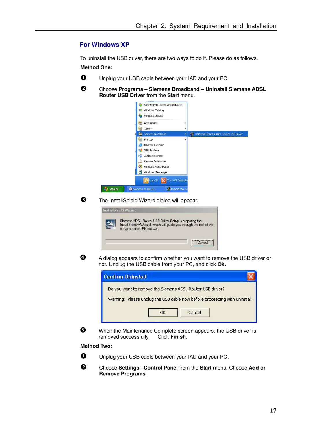 Siemens SLI-5310-I IAD manual Unplug your USB cable between your IAD and your PC 