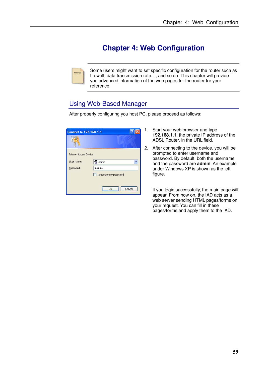 Siemens SLI-5310-I IAD manual Web Configuration, Using Web-Based Manager 