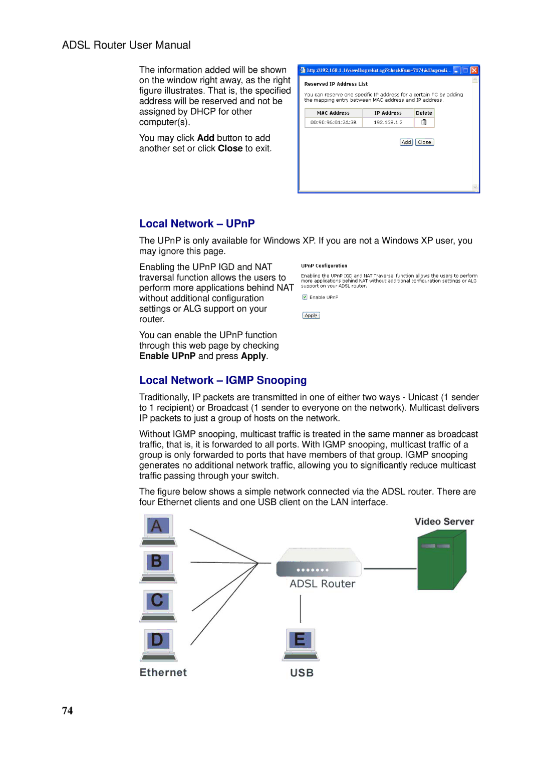 Siemens SLI-5310-I IAD manual Local Network UPnP, Local Network Igmp Snooping 