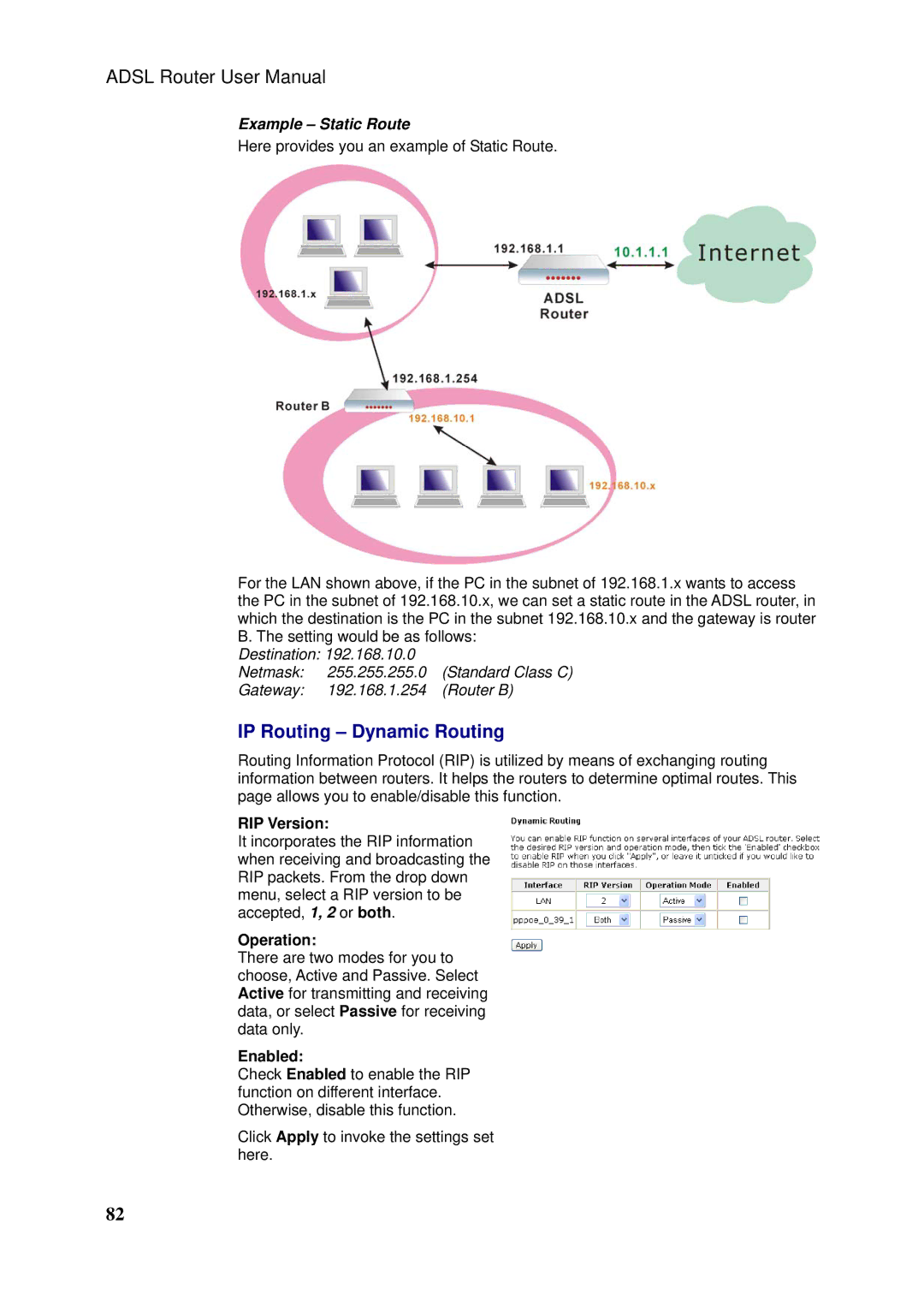 Siemens SLI-5310-I IAD manual IP Routing Dynamic Routing, RIP Version, Operation, Enabled 