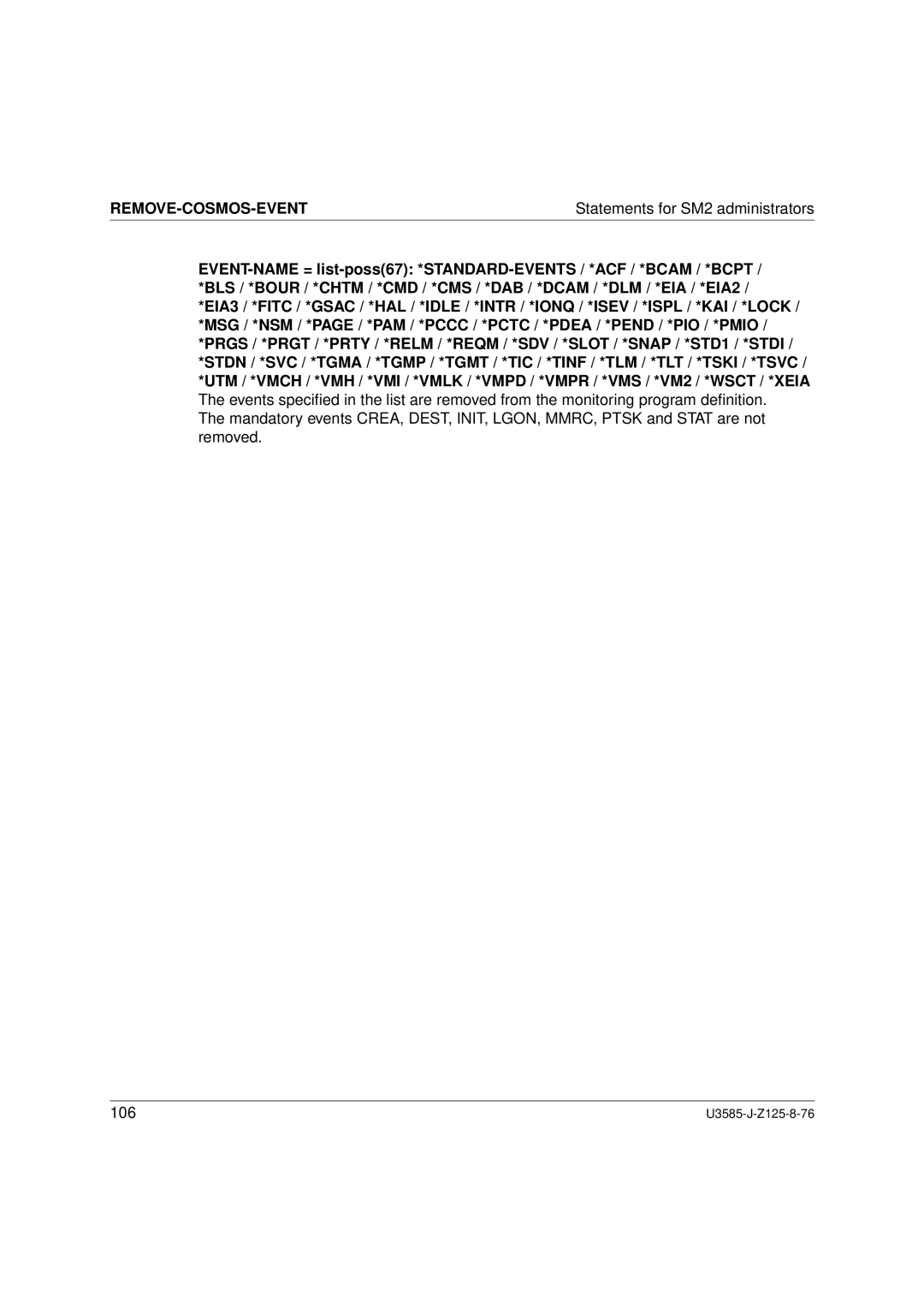 Siemens SM2 monitoring system, U3585-J-Z125-8-76 1 manual Remove-Cosmos-Event 