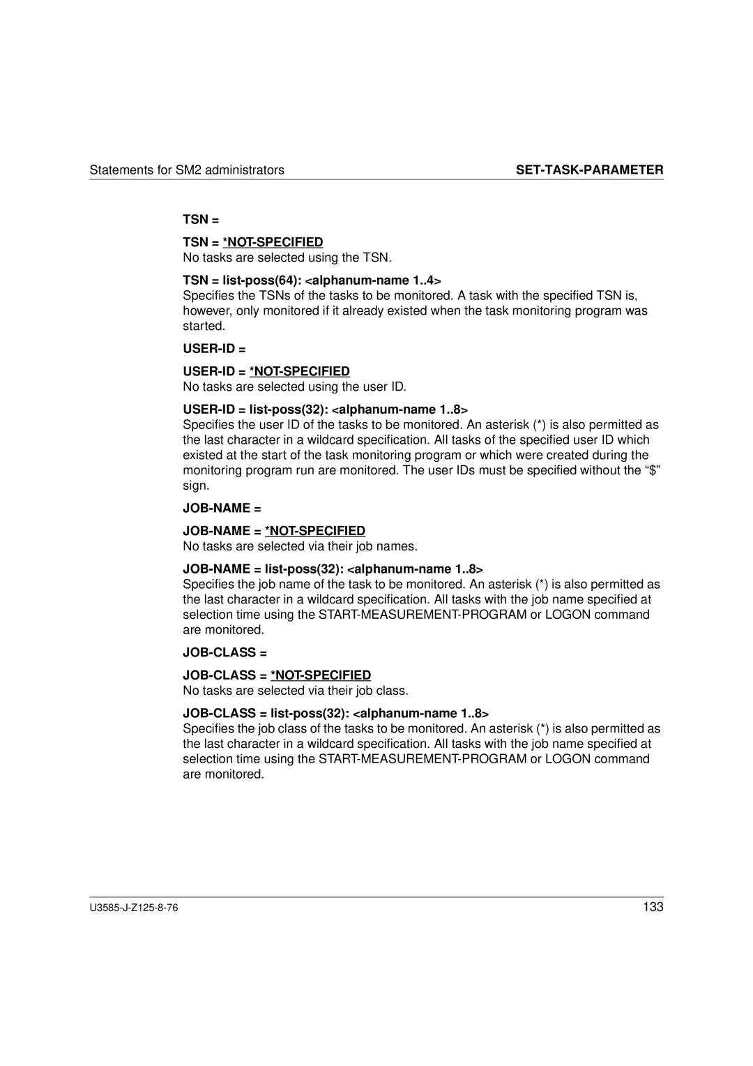 Siemens U3585-J-Z125-8-76 1, SM2 monitoring system manual Tsn = Tsn = *Not-Specified, User-Id = User-Id = *Not-Specified 