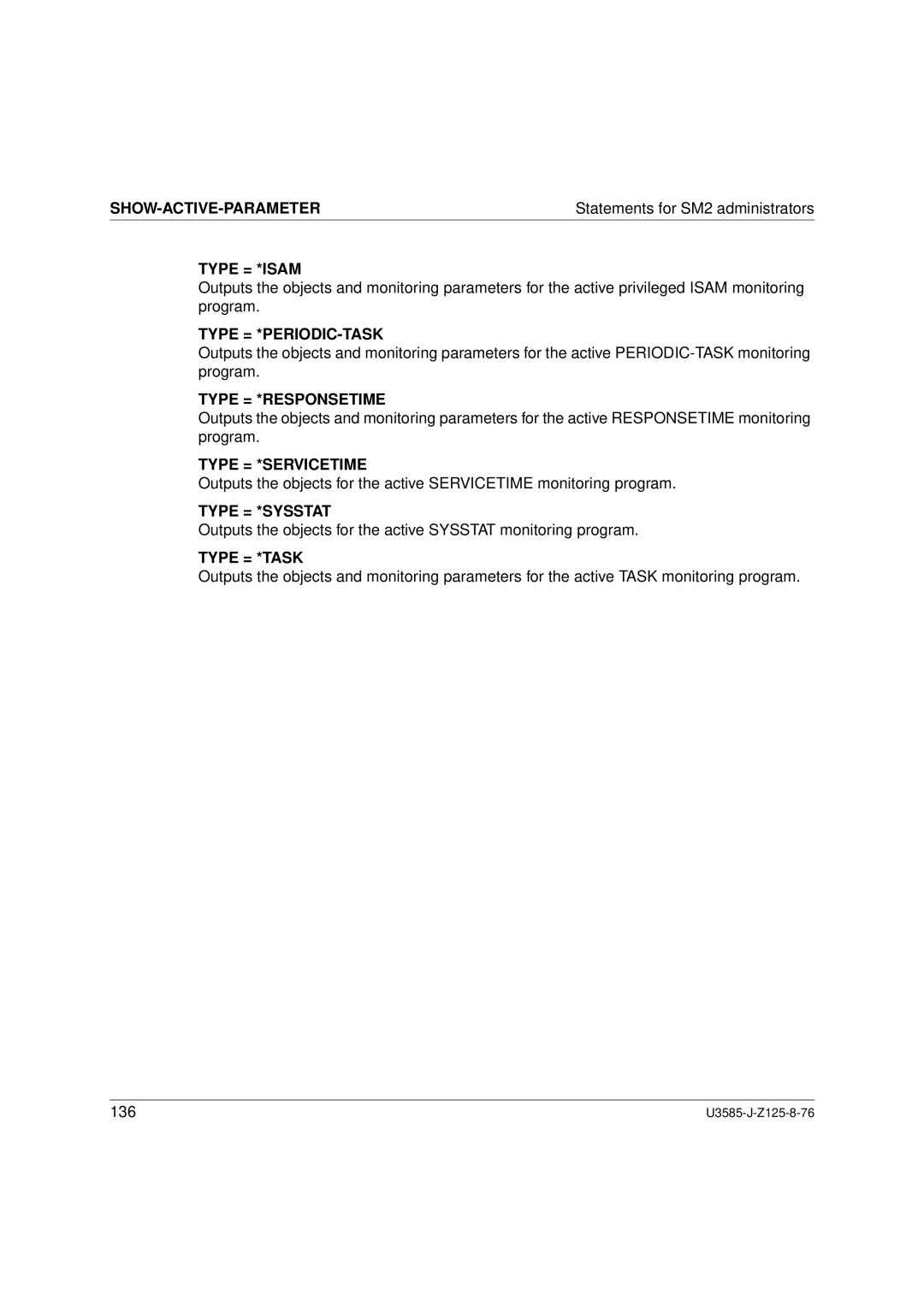 Siemens SM2 monitoring system, U3585-J-Z125-8-76 1 manual Type = *ISAM 