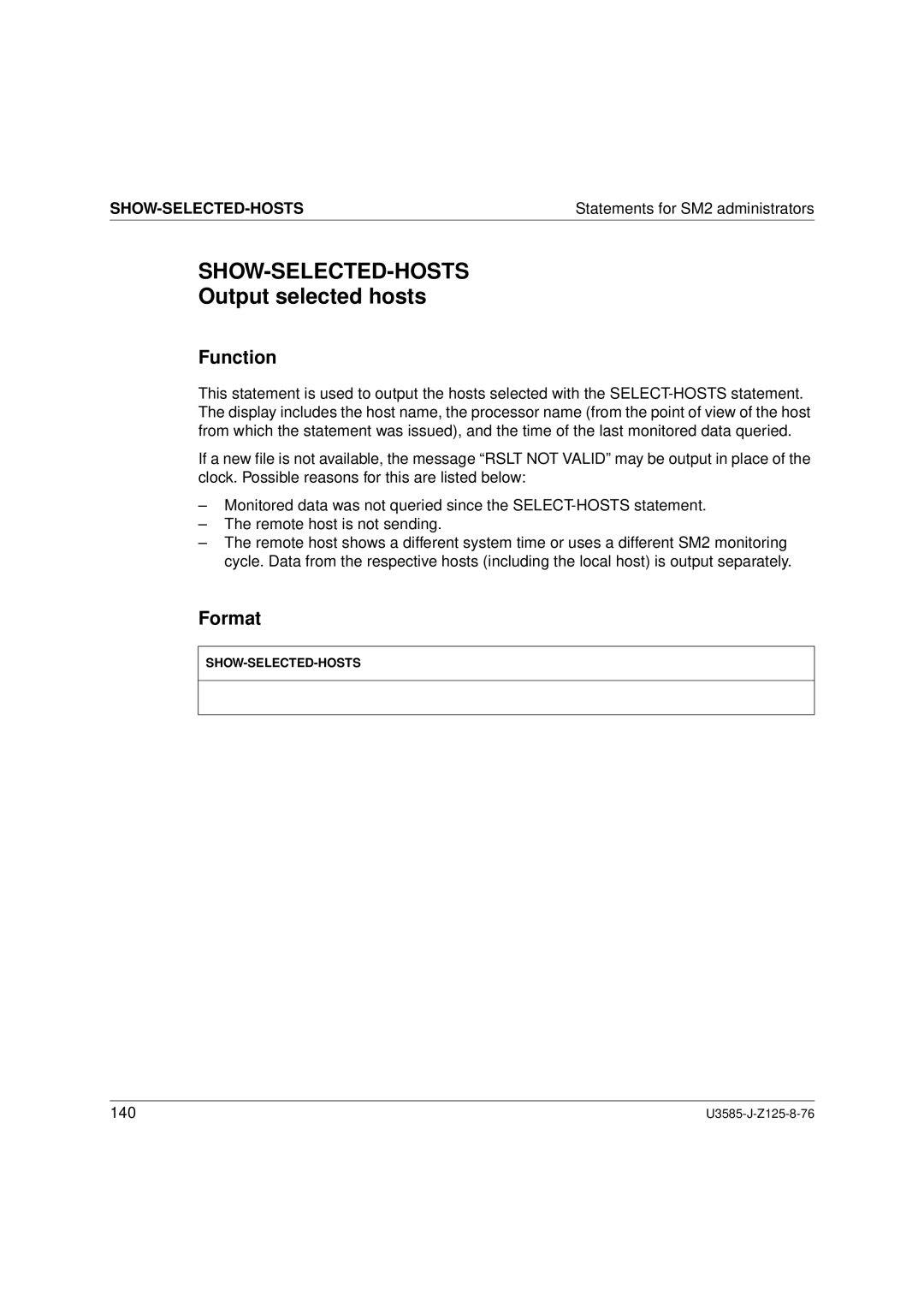 Siemens SM2 monitoring system, U3585-J-Z125-8-76 1 manual Show-Selected-Hosts, Output selected hosts 