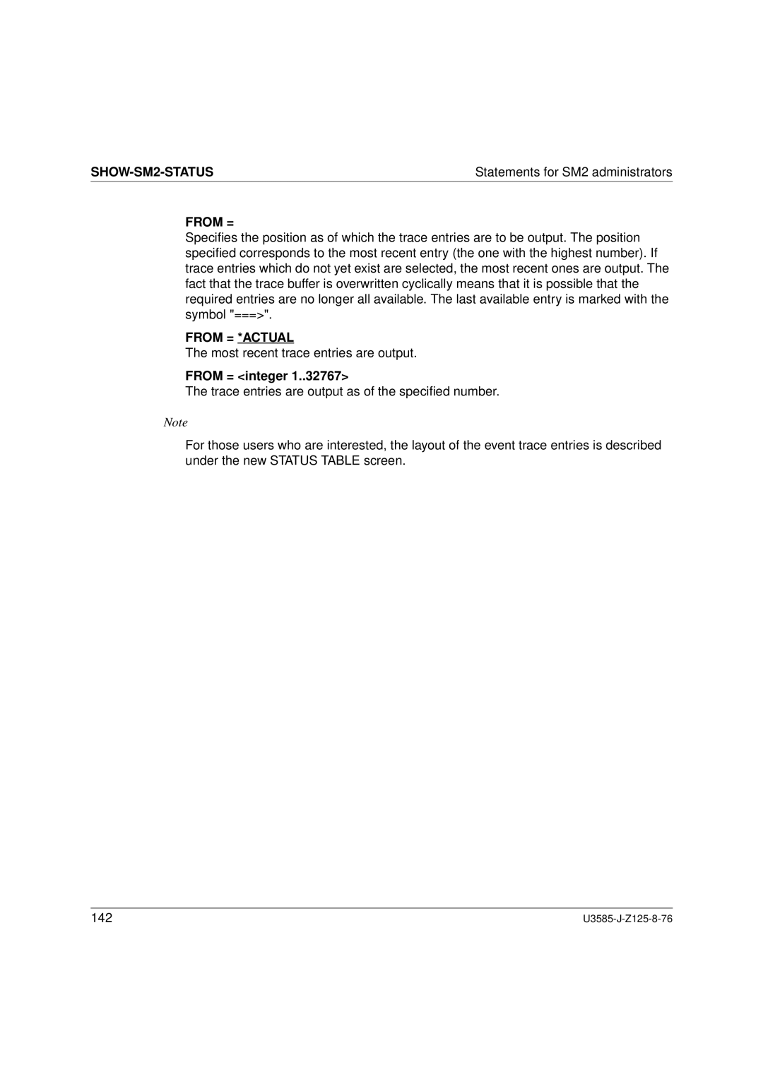 Siemens SM2 monitoring system, U3585-J-Z125-8-76 1 manual From = *ACTUAL, From = integer 