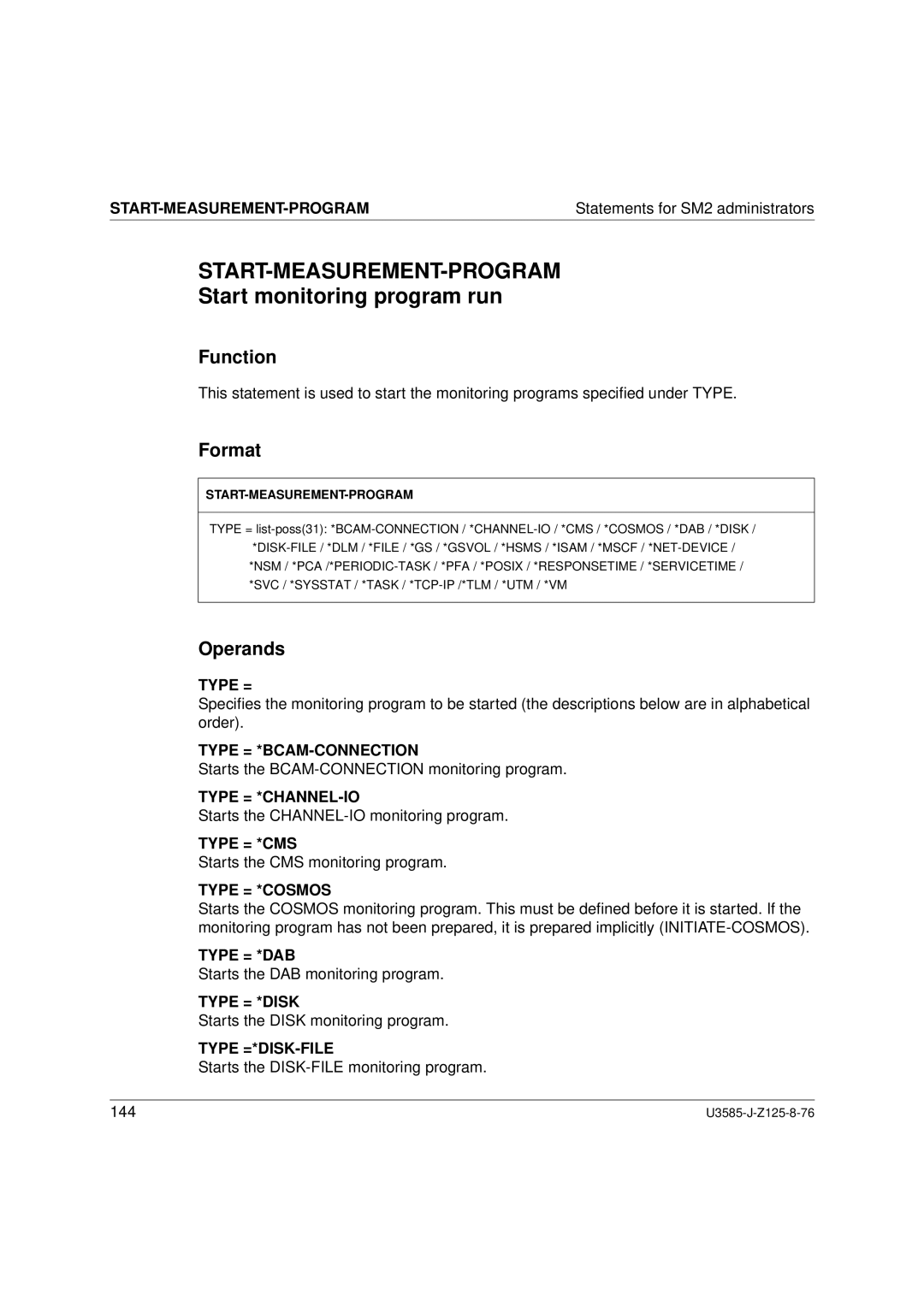 Siemens SM2 monitoring system, U3585-J-Z125-8-76 1 manual Start-Measurement-Program, Start monitoring program run 