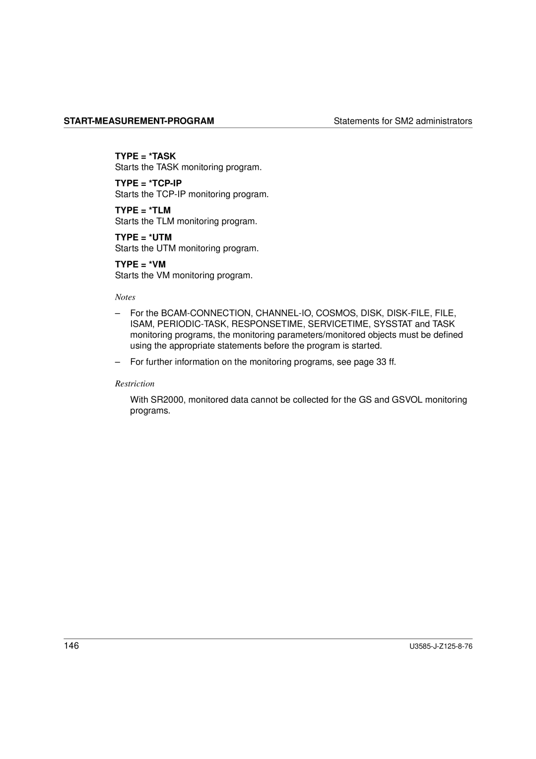 Siemens SM2 monitoring system, U3585-J-Z125-8-76 1 manual Type = *TCP-IP, Type = *TLM, Type = *UTM, Type = *VM 