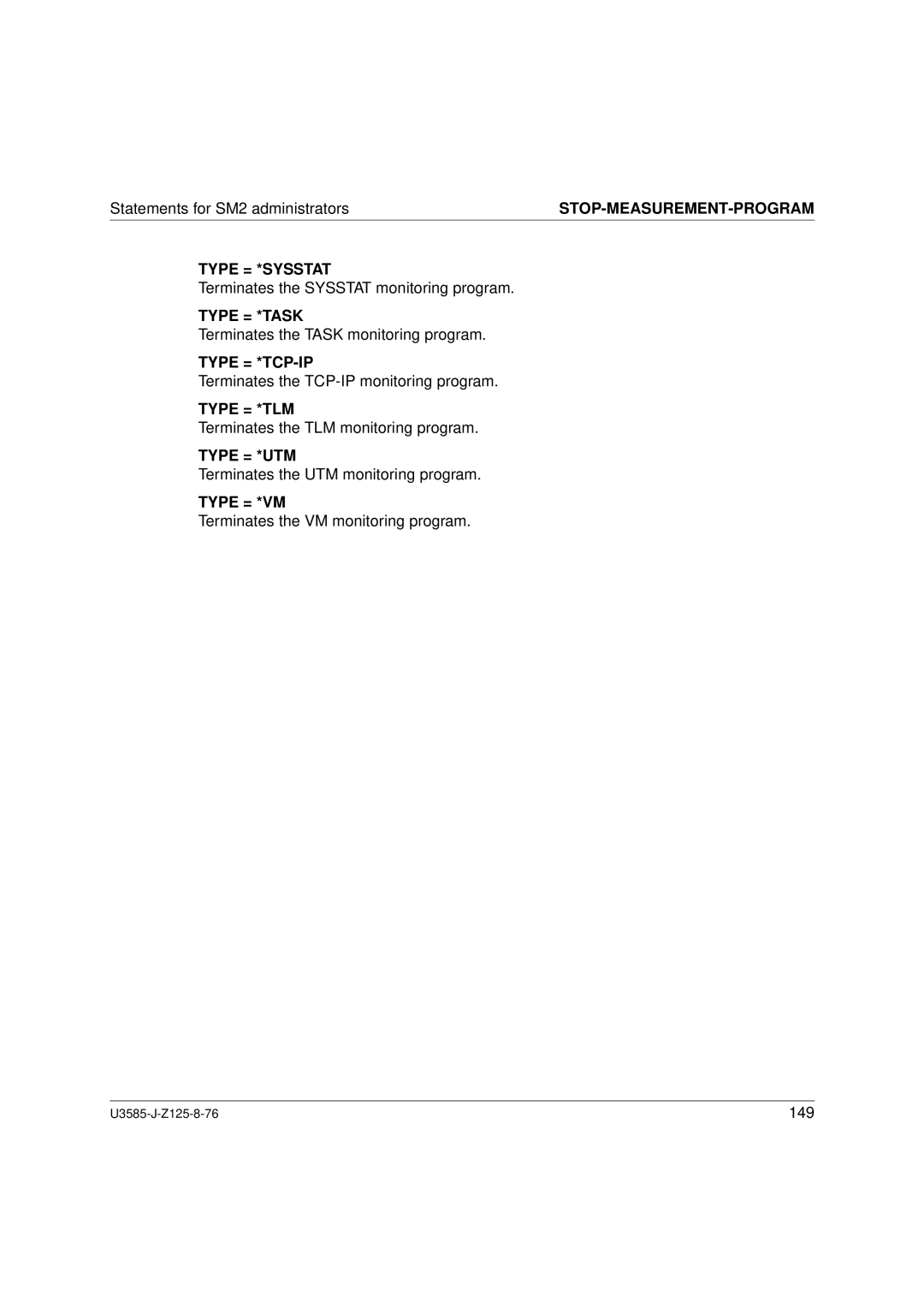 Siemens U3585-J-Z125-8-76 1, SM2 monitoring system manual Terminates the Sysstat monitoring program 