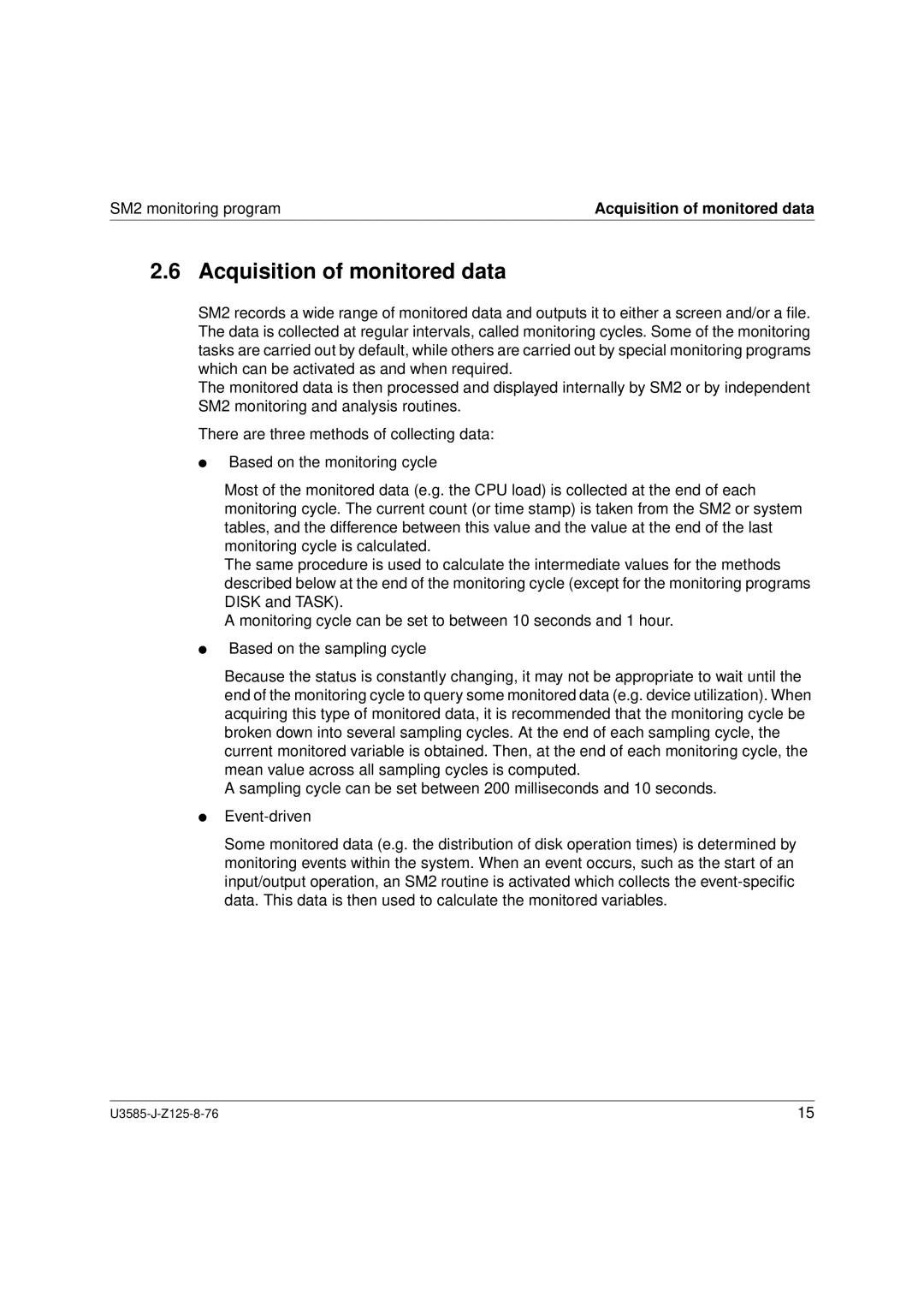 Siemens U3585-J-Z125-8-76 1, SM2 monitoring system manual Acquisition of monitored data 