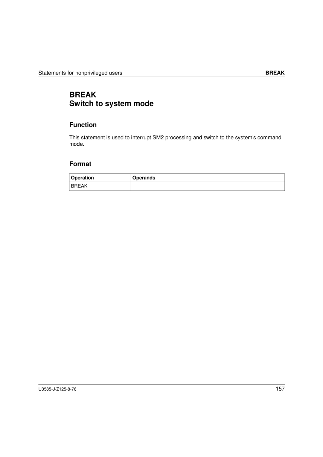 Siemens U3585-J-Z125-8-76 1, SM2 monitoring system manual Break, Switch to system mode 