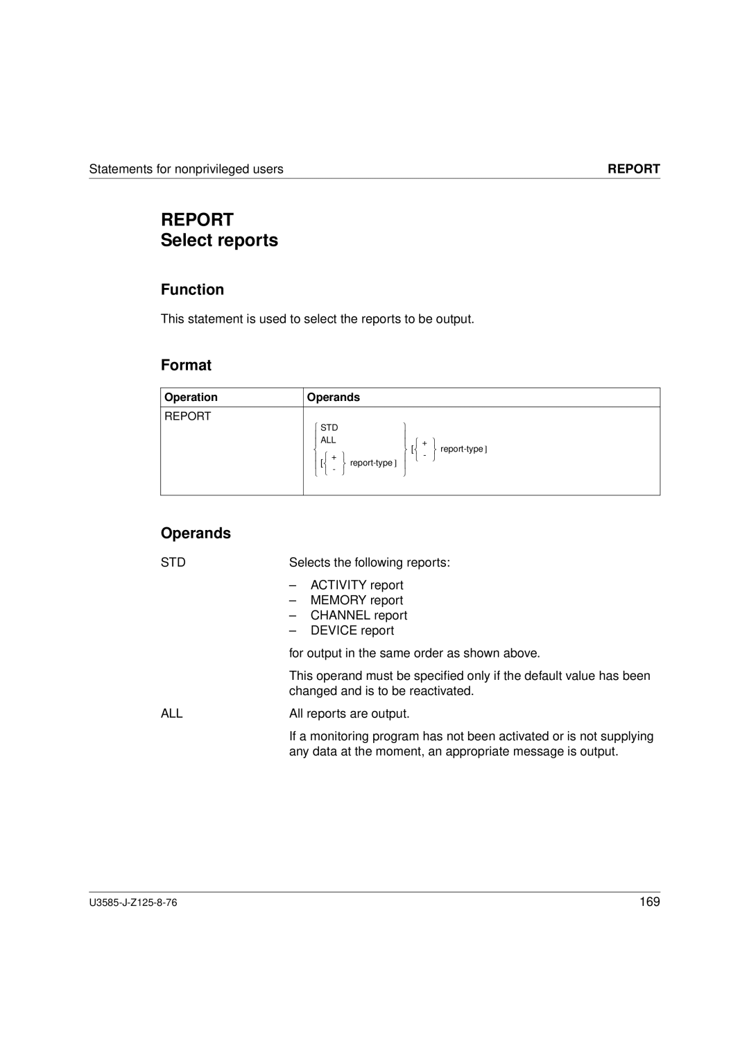 Siemens U3585-J-Z125-8-76 1, SM2 monitoring system manual Report, Select reports, Std 