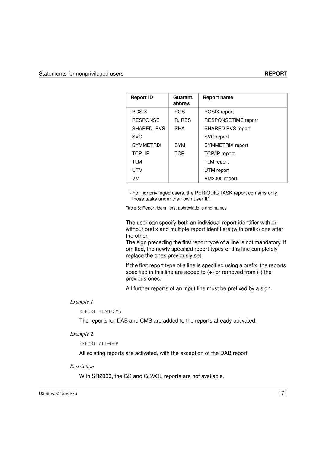 Siemens U3585-J-Z125-8-76 1, SM2 monitoring system manual With SR2000, the GS and Gsvol reports are not available 