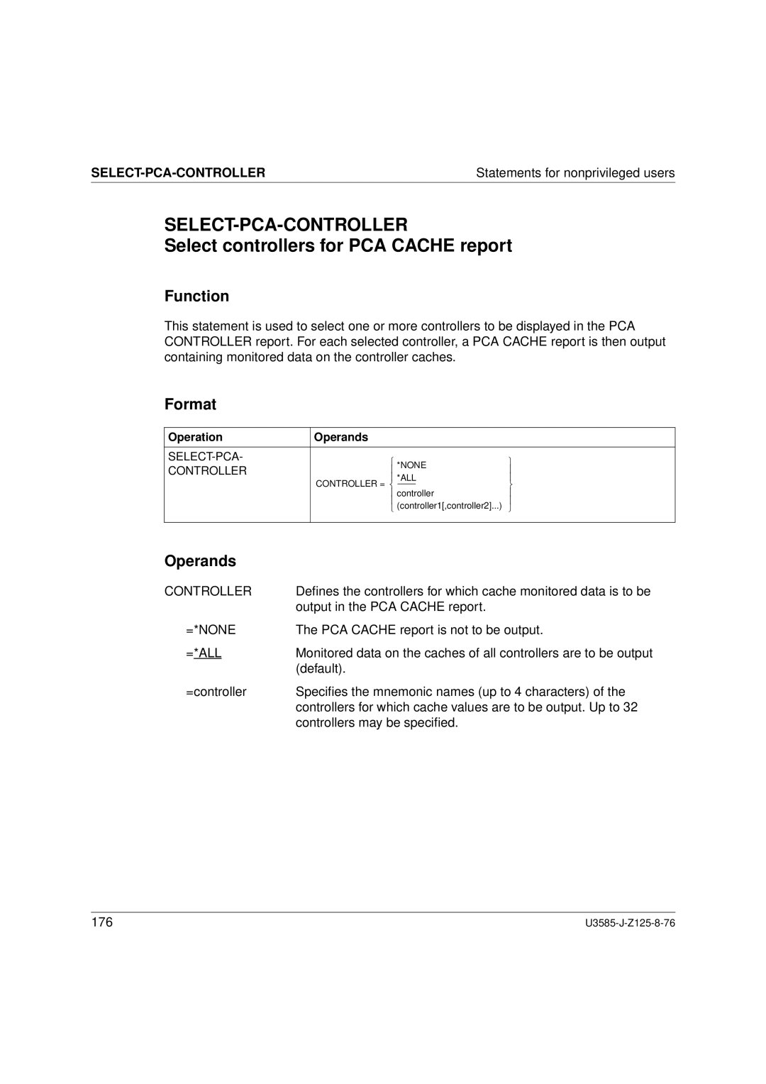 Siemens SM2 monitoring system, U3585-J-Z125-8-76 1 manual Select-Pca-Controller, Select controllers for PCA Cache report 