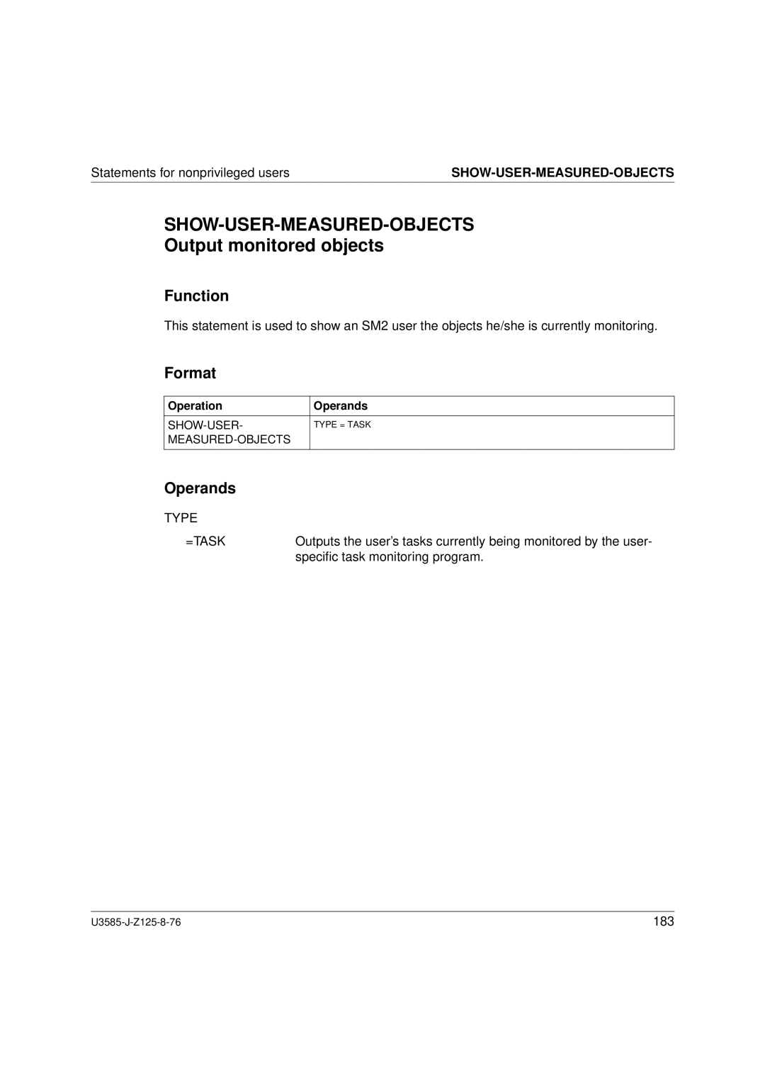 Siemens U3585-J-Z125-8-76 1, SM2 monitoring system manual Output monitored objects, Type =TASK 