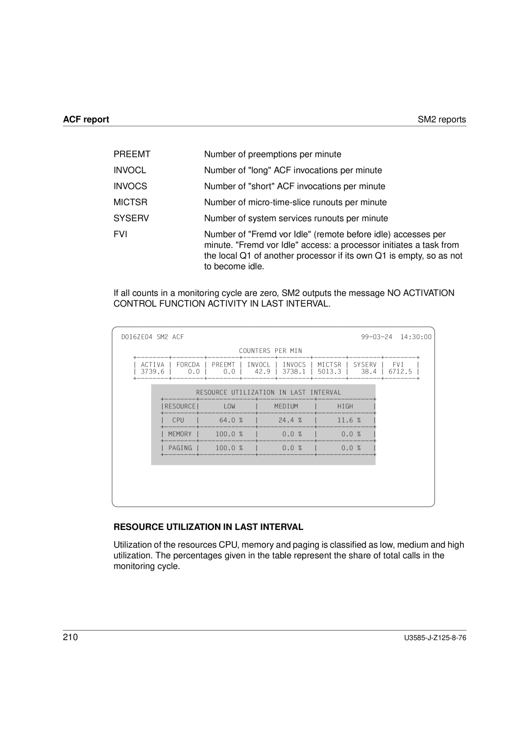 Siemens SM2 monitoring system, U3585-J-Z125-8-76 1 manual Resource Utilization in Last Interval 