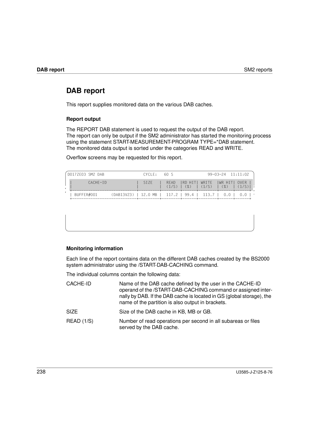 Siemens SM2 monitoring system, U3585-J-Z125-8-76 1 manual DAB report SM2 reports, Cache-Id, Size 