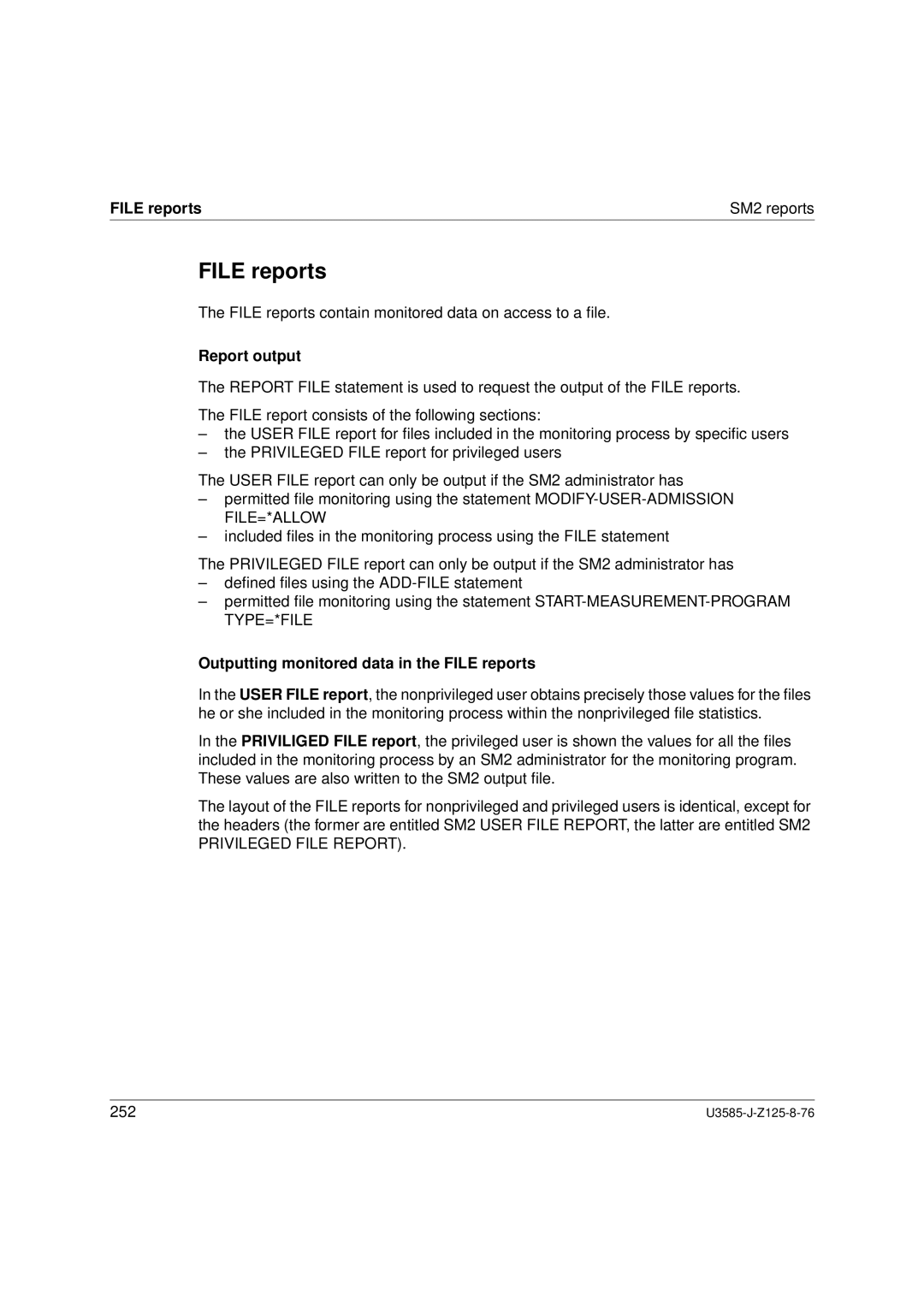 Siemens SM2 monitoring system manual File reports SM2 reports, Outputting monitored data in the File reports 