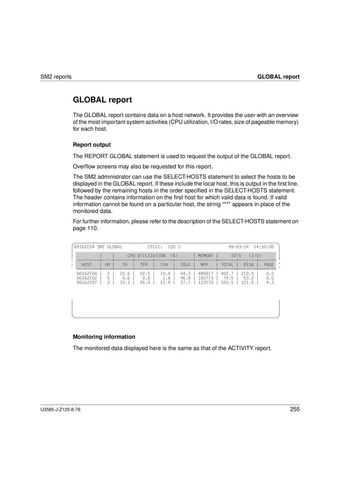 Siemens U3585-J-Z125-8-76 1, SM2 monitoring system manual Global report 