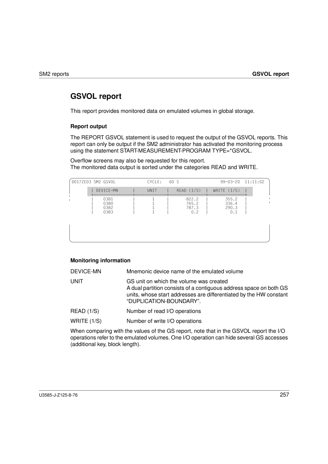 Siemens U3585-J-Z125-8-76 1, SM2 monitoring system manual Gsvol report, Device-Mn 