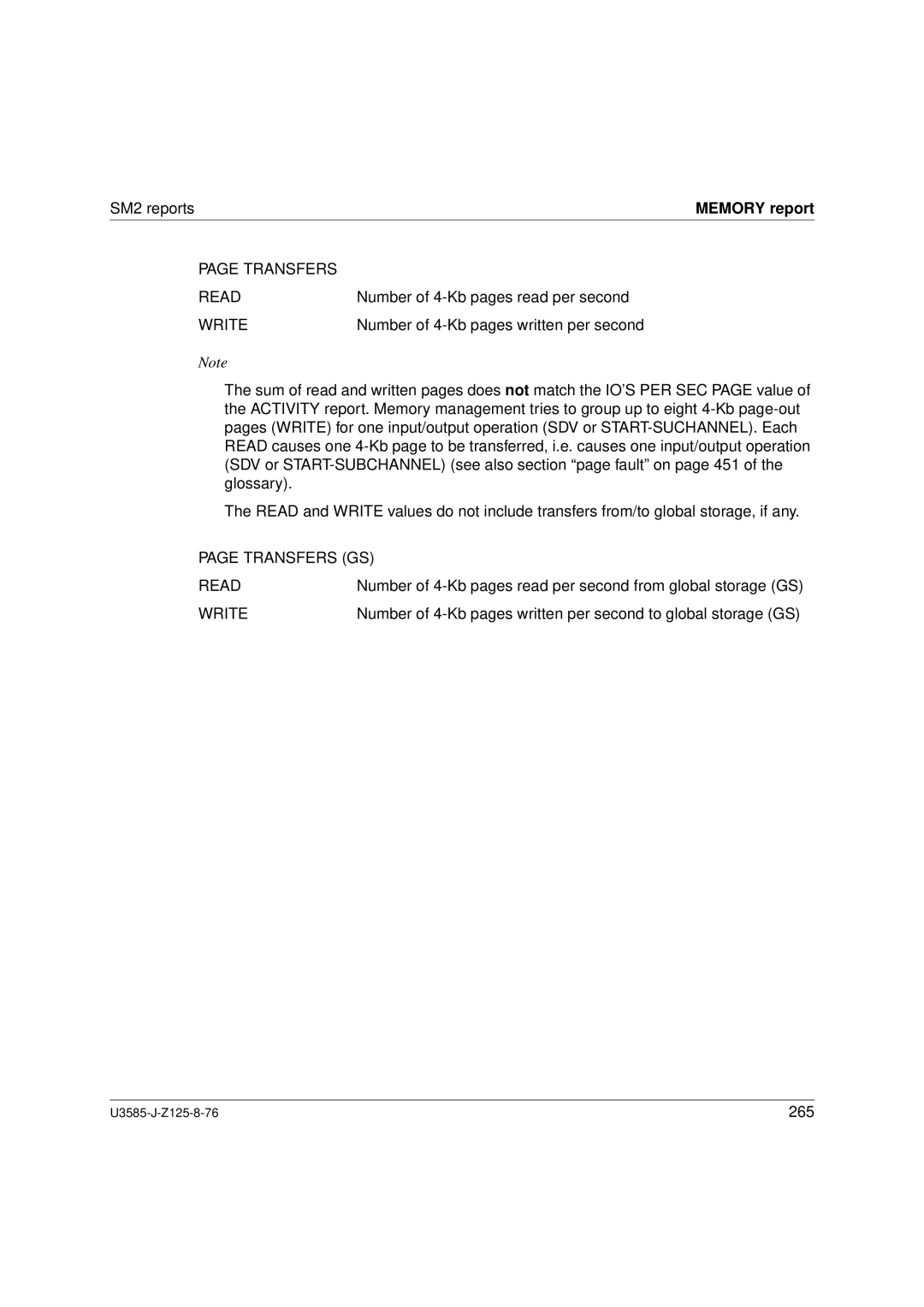 Siemens U3585-J-Z125-8-76 1, SM2 monitoring system manual Transfers Read, Transfers GS Read 