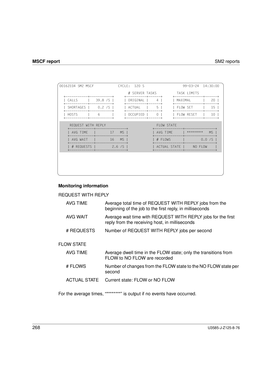 Siemens SM2 monitoring system manual Request with Reply AVG Time, AVG Wait, # Requests, Flow State AVG Time, # Flows 