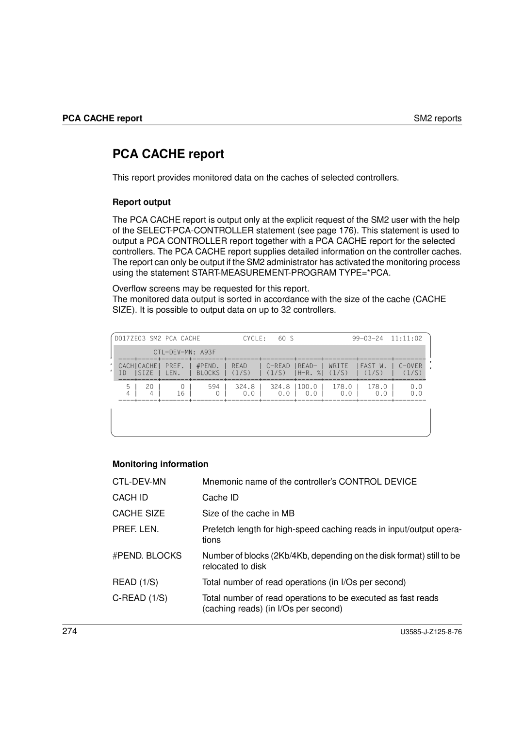 Siemens SM2 monitoring system, U3585-J-Z125-8-76 1 manual PCA Cache report SM2 reports 