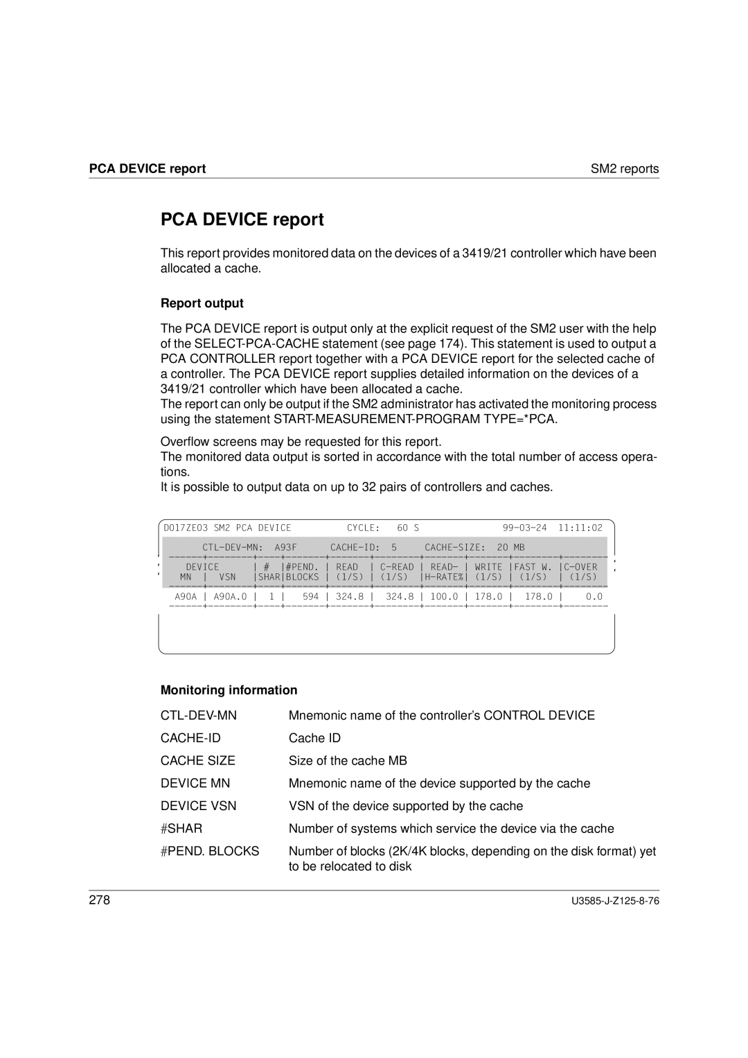 Siemens SM2 monitoring system, U3585-J-Z125-8-76 1 manual PCA Device report SM2 reports, Device MN, Device VSN, #Shar 