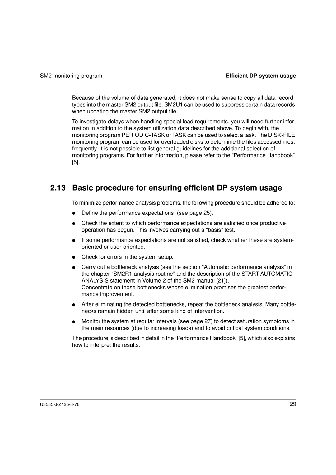 Siemens U3585-J-Z125-8-76 1 manual Basic procedure for ensuring efﬁcient DP system usage, Efficient DP system usage 