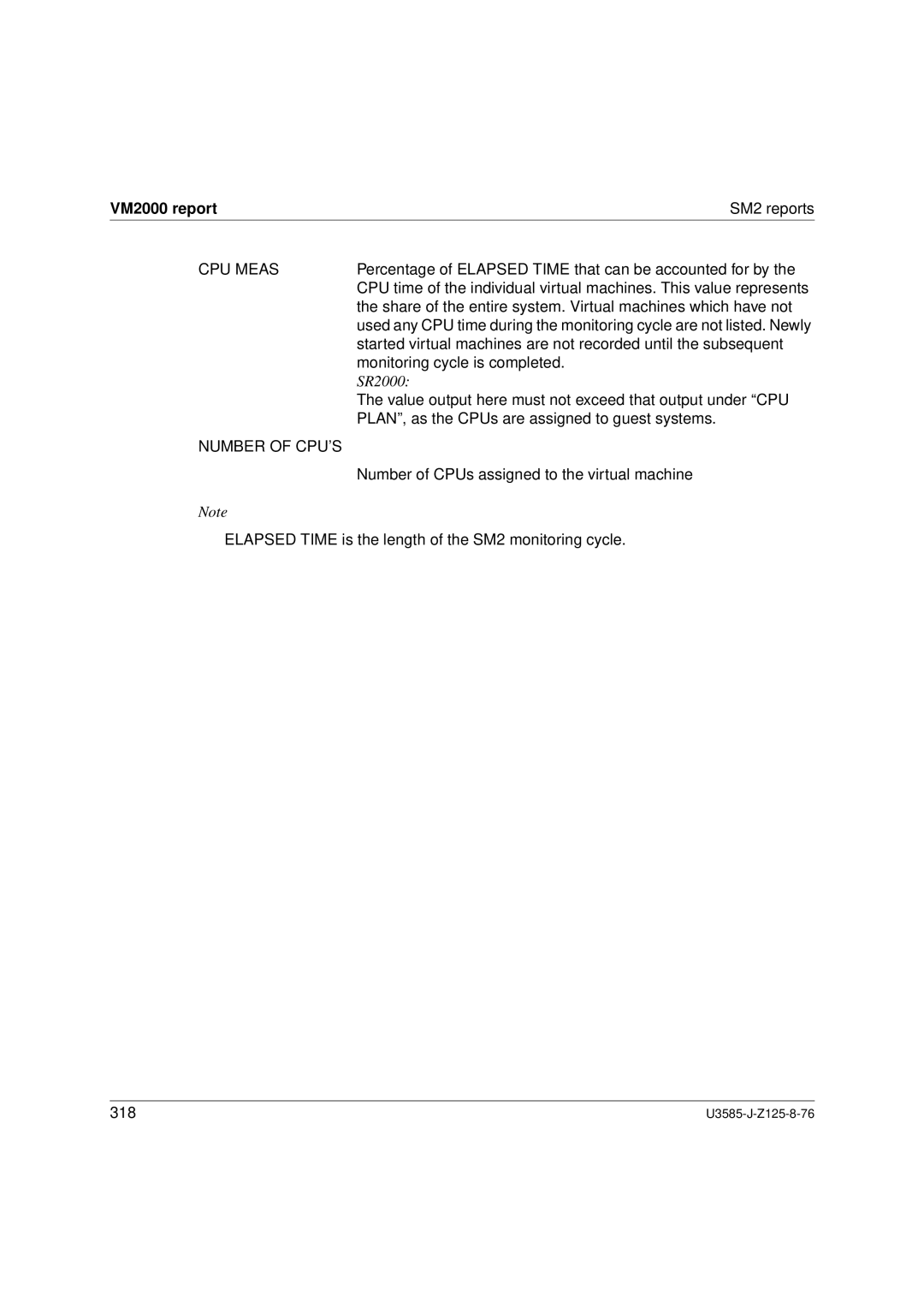 Siemens SM2 monitoring system, U3585-J-Z125-8-76 1 manual CPU Meas, Number of CPU’S 