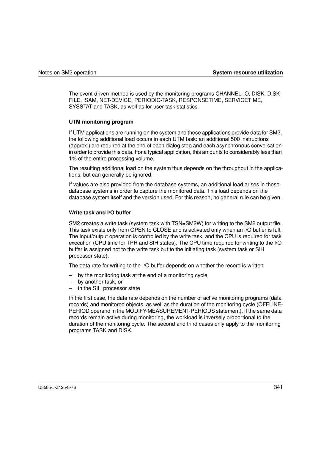 Siemens U3585-J-Z125-8-76 1, SM2 monitoring system manual UTM monitoring program, Write task and I/O buffer 