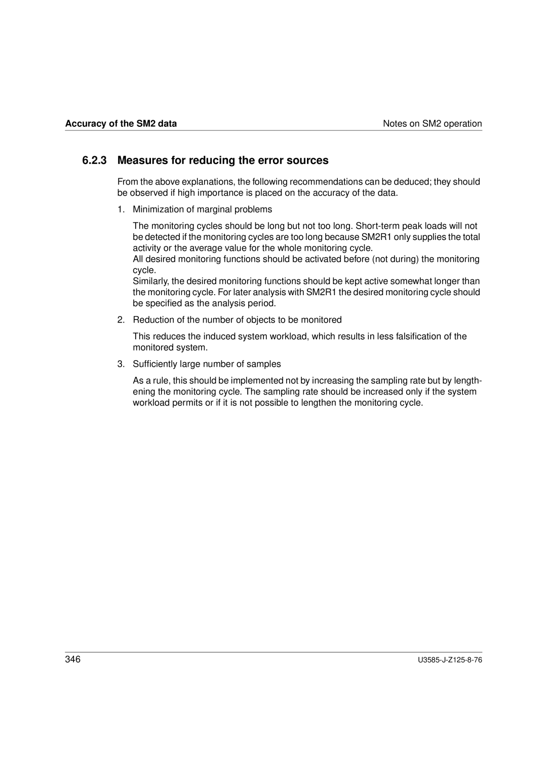 Siemens SM2 monitoring system, U3585-J-Z125-8-76 1 manual Measures for reducing the error sources 