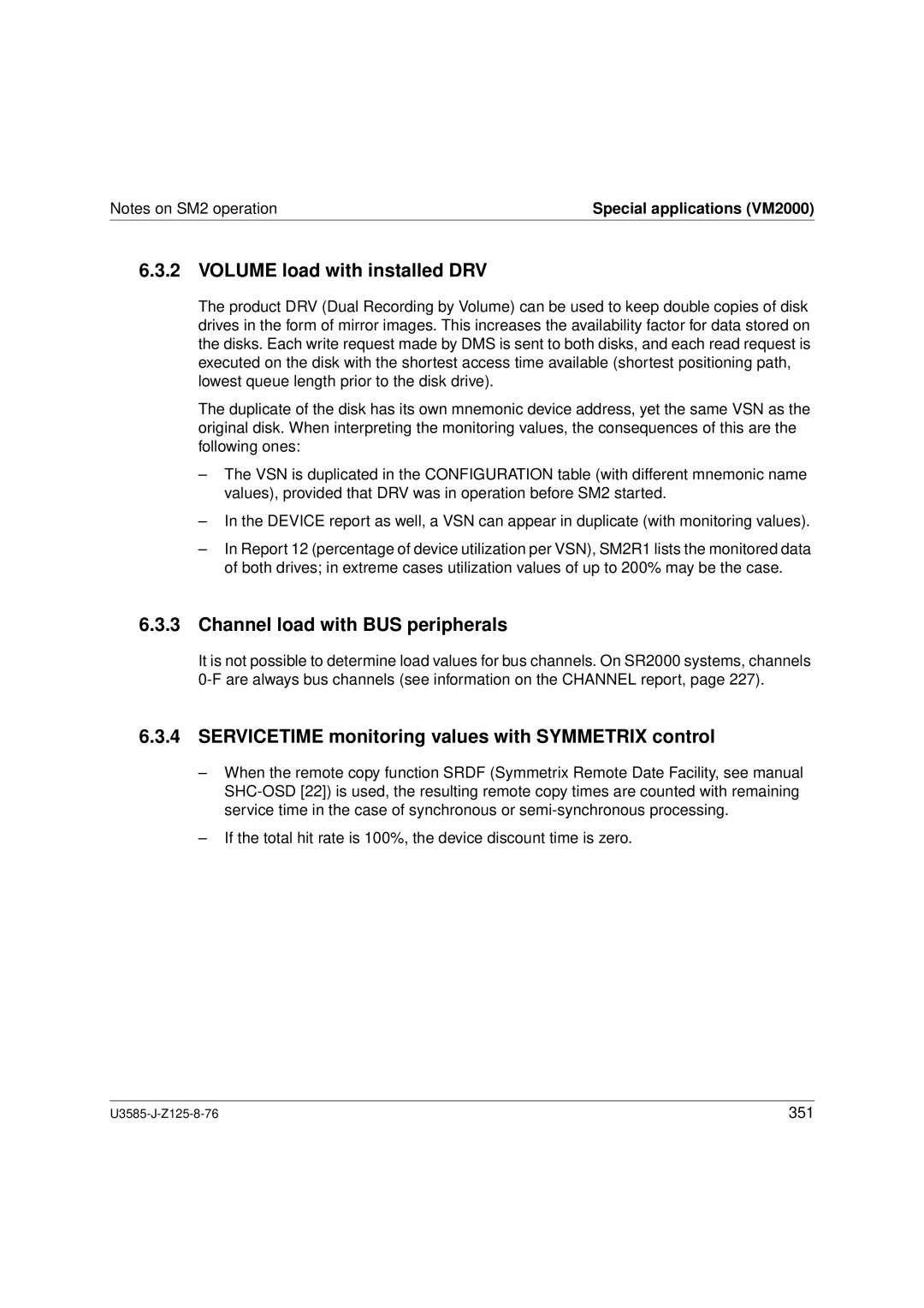 Siemens U3585-J-Z125-8-76 1, SM2 monitoring system manual Volume load with installed DRV, Channel load with BUS peripherals 