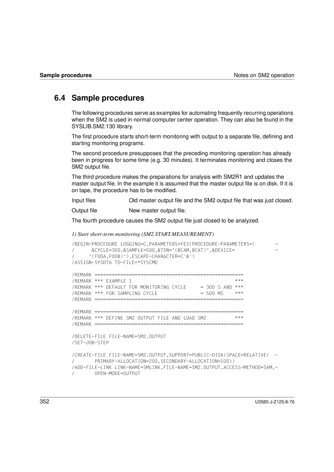 Siemens SM2 monitoring system, U3585-J-Z125-8-76 1 manual Sample procedures 