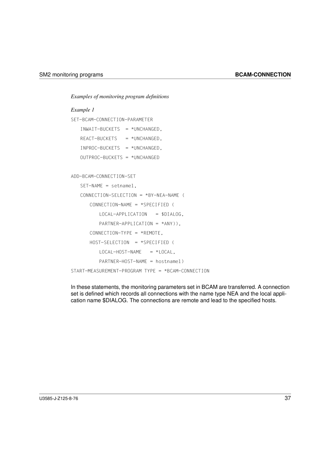 Siemens U3585-J-Z125-8-76 1, SM2 monitoring system manual Examples of monitoring program deﬁnitions 