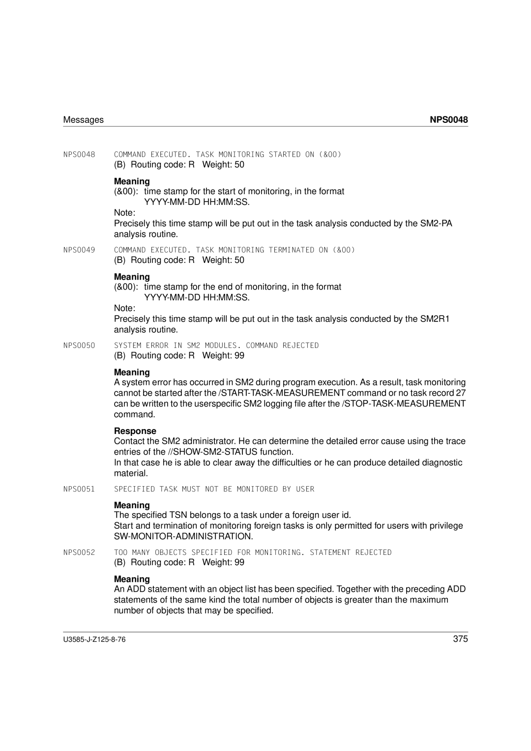 Siemens U3585-J-Z125-8-76 1, SM2 monitoring system manual NPS0048, Sw-Monitor-Administration 