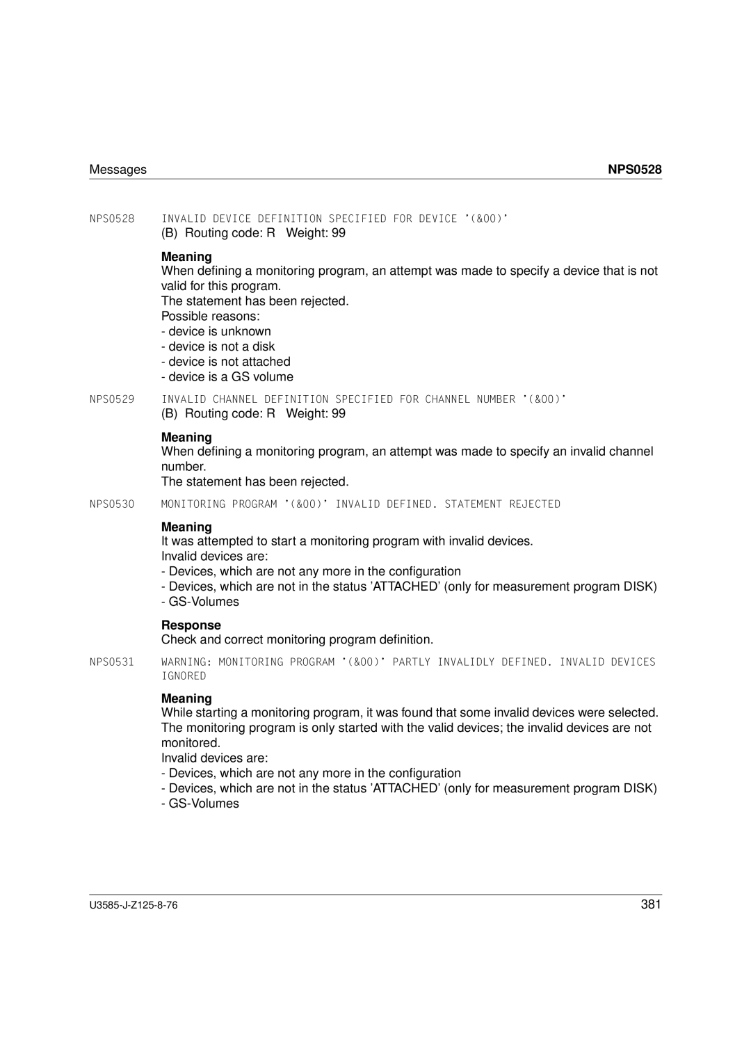 Siemens U3585-J-Z125-8-76 1, SM2 monitoring system manual NPS0528, Check and correct monitoring program deﬁnition 