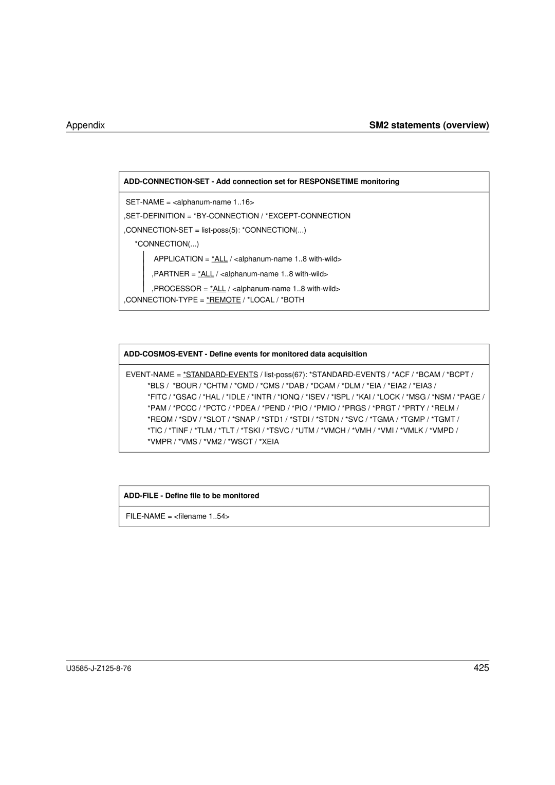 Siemens U3585-J-Z125-8-76 1, SM2 monitoring system manual SM2 statements overview 