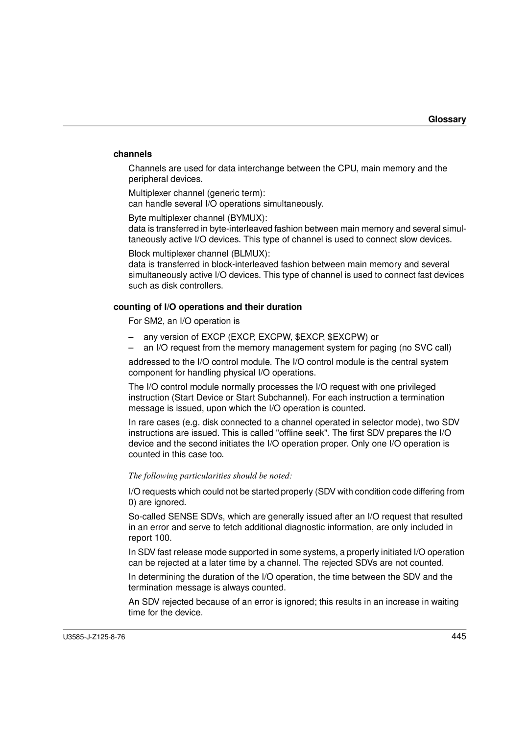 Siemens U3585-J-Z125-8-76 1, SM2 monitoring system manual Glossary Channels, Counting of I/O operations and their duration 