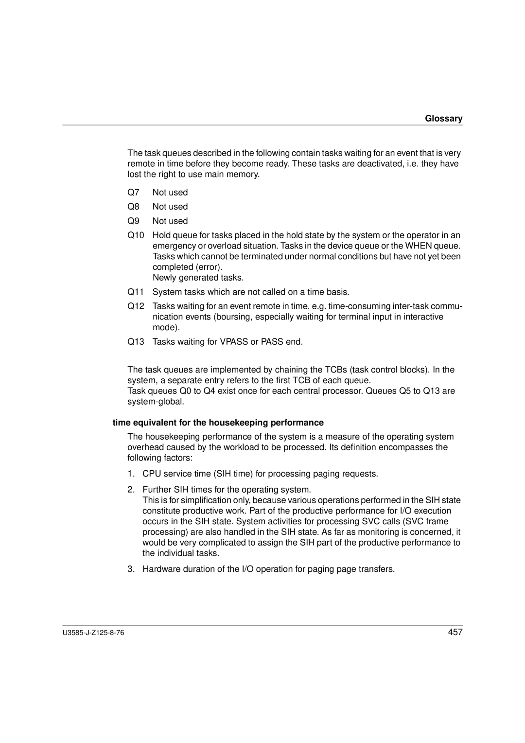 Siemens U3585-J-Z125-8-76 1, SM2 monitoring system manual Time equivalent for the housekeeping performance 