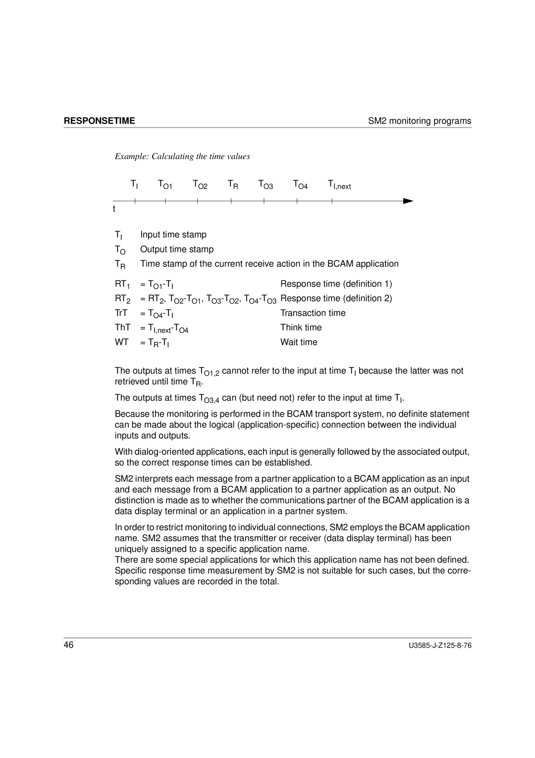 Siemens SM2 monitoring system, U3585-J-Z125-8-76 1 manual Example Calculating the time values 