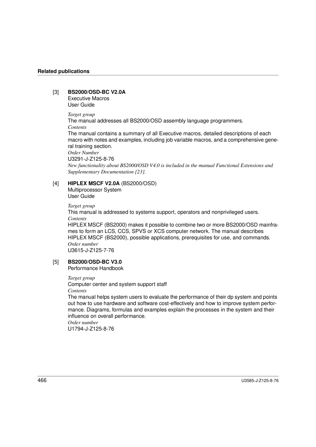 Siemens SM2 monitoring system Hiplex Mscf V2.0A BS2000/OSD Multiprocessor System, BS2000/OSD-BC V3.0 Performance Handbook 