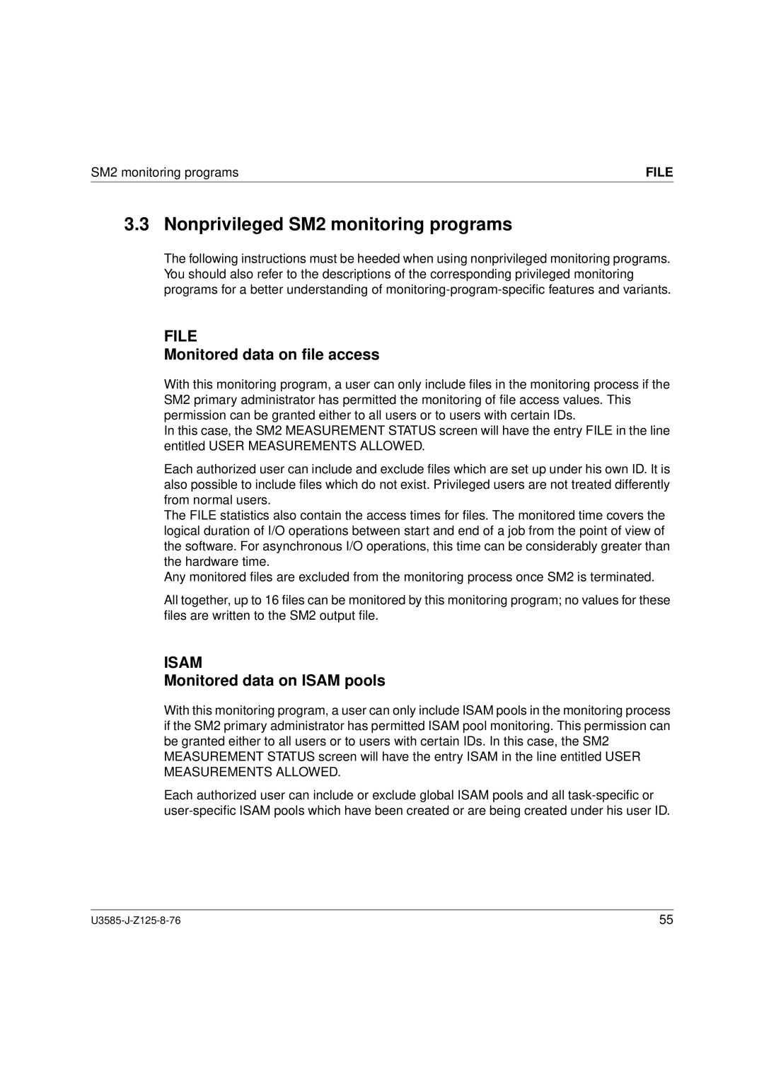 Siemens U3585-J-Z125-8-76 1, SM2 monitoring system Nonprivileged SM2 monitoring programs, Monitored data on ﬁle access 