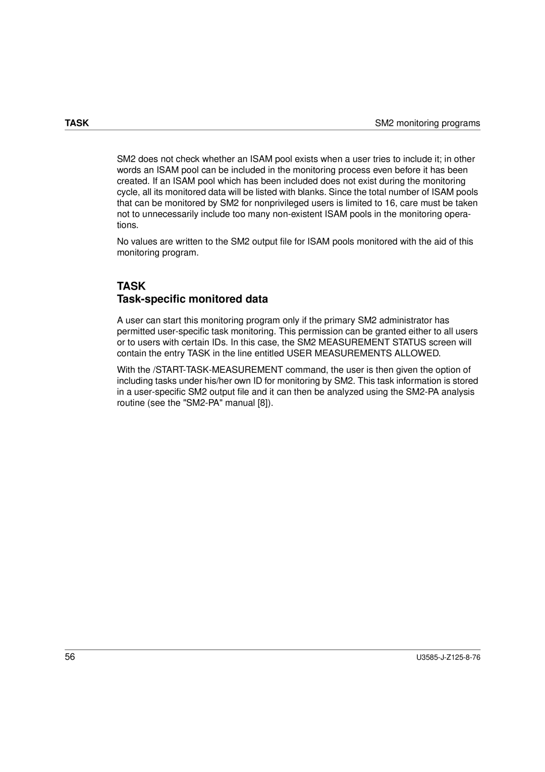 Siemens SM2 monitoring system, U3585-J-Z125-8-76 1 manual Task 