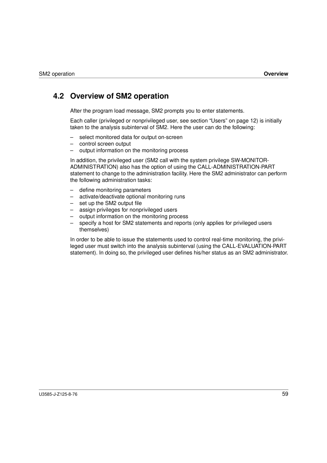 Siemens U3585-J-Z125-8-76 1, SM2 monitoring system manual Overview of SM2 operation 