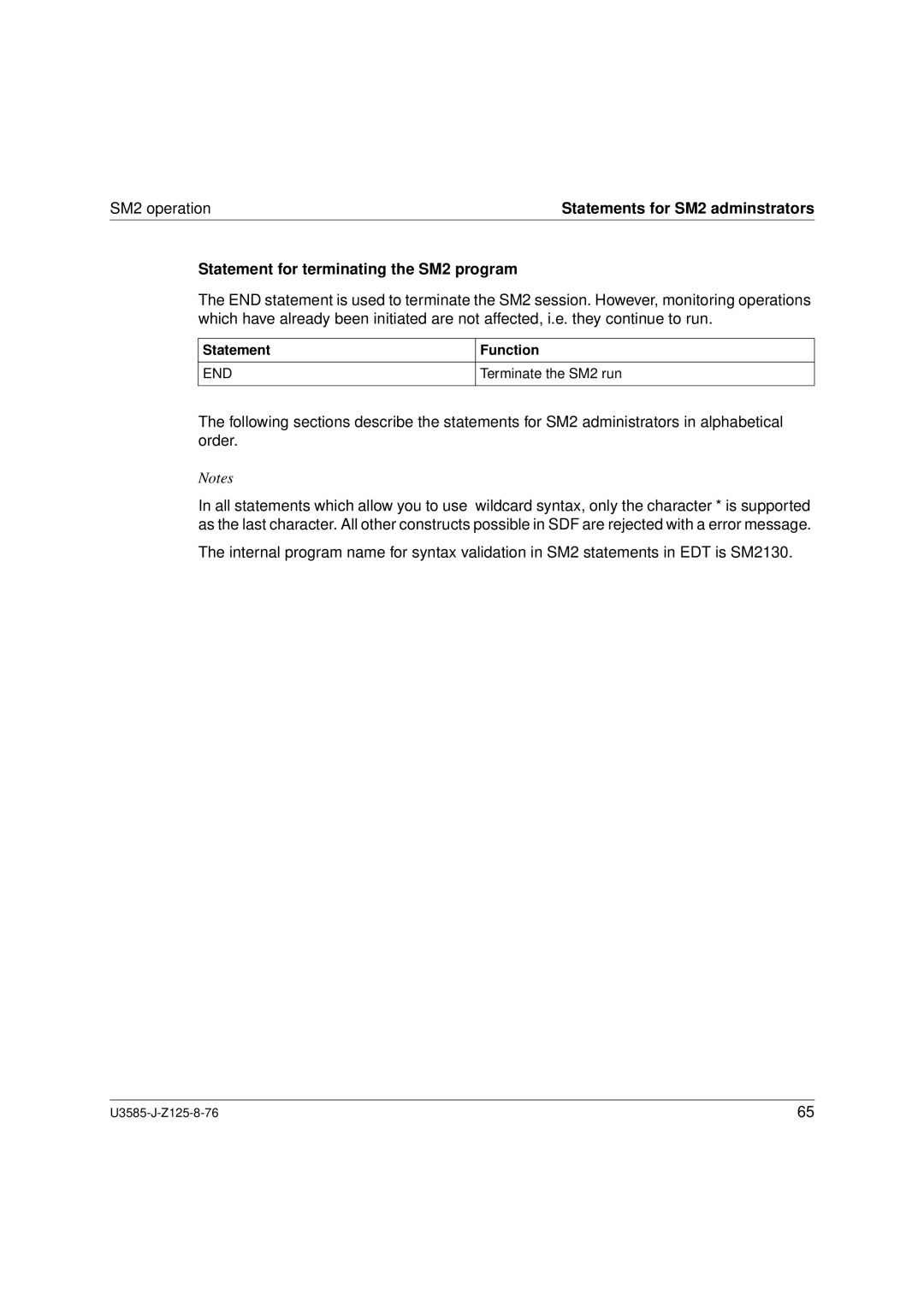 Siemens U3585-J-Z125-8-76 1, SM2 monitoring system manual Statement for terminating the SM2 program 