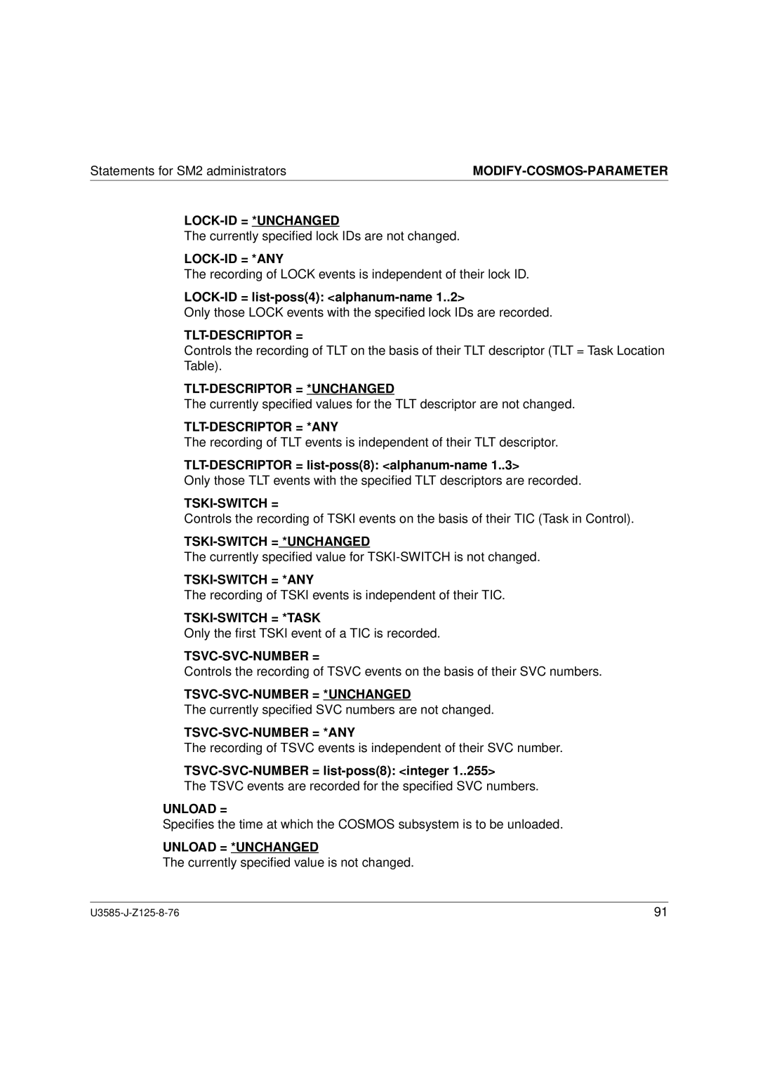 Siemens U3585-J-Z125-8-76 1 Lock-Id = *Unchanged, Lock-Id = *Any, Tlt-Descriptor = *Unchanged, Tlt-Descriptor = *Any 