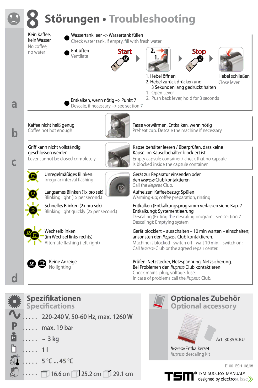 Siemens SN30 manual Störungen Troubleshooting, Stop 