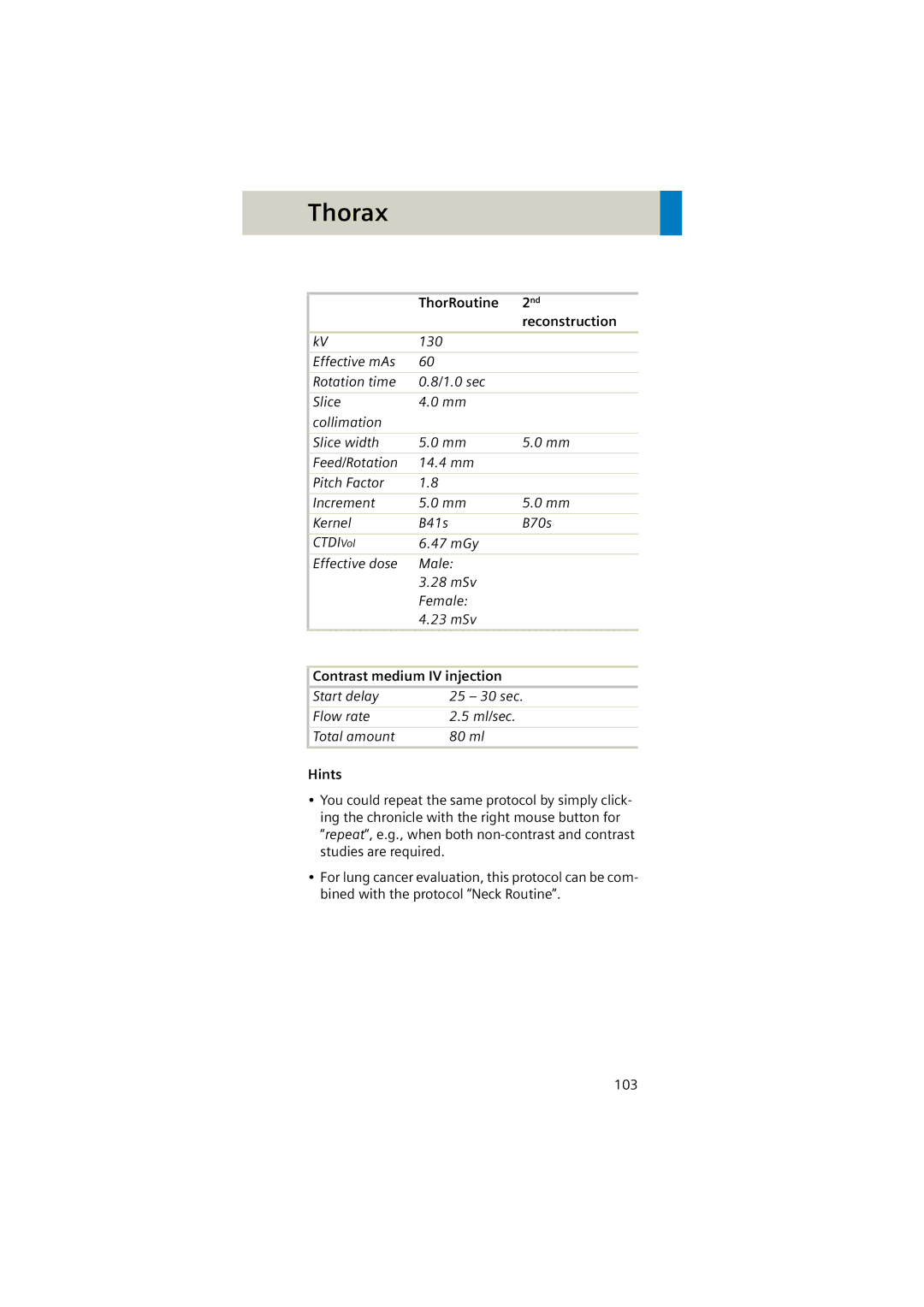 Siemens Software version syngo CT 2005C manual ThorRoutine, Reconstruction 