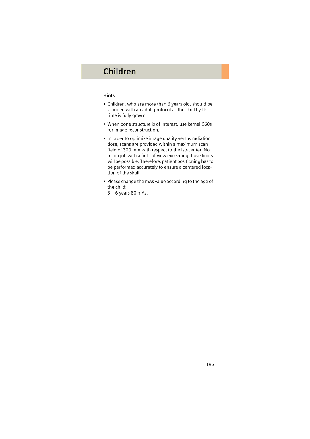 Siemens Software version syngo CT 2005C manual Children 