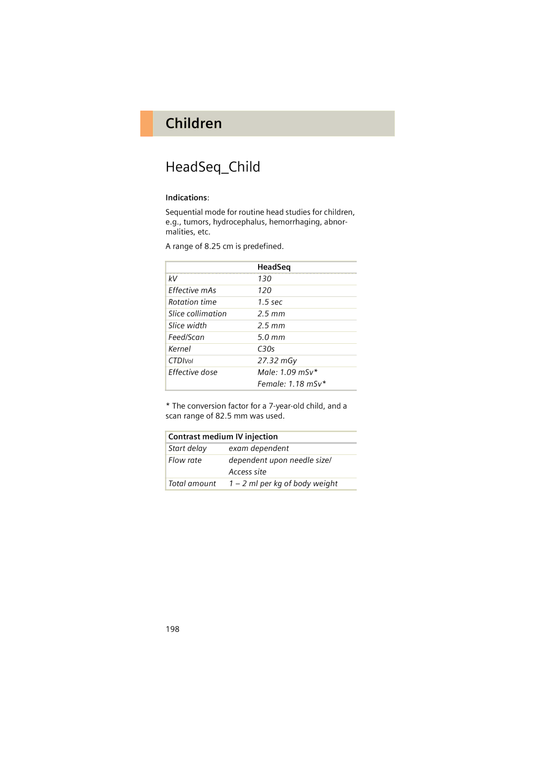 Siemens Software version syngo CT 2005C manual HeadSeqChild, 130 